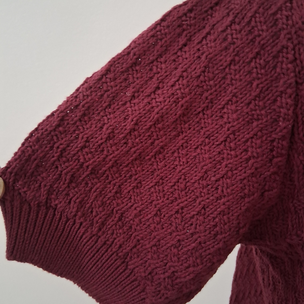 Zara Maroon Cardigan with Vibrant Blue Accents - Picture 4 of 6